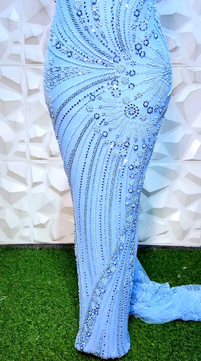 Luxury Hand-Beaded African Lace Fabric