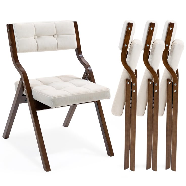 Elegant Foldable Wooden Dining Chairs with Cushioned Seats – Stylish & Practical