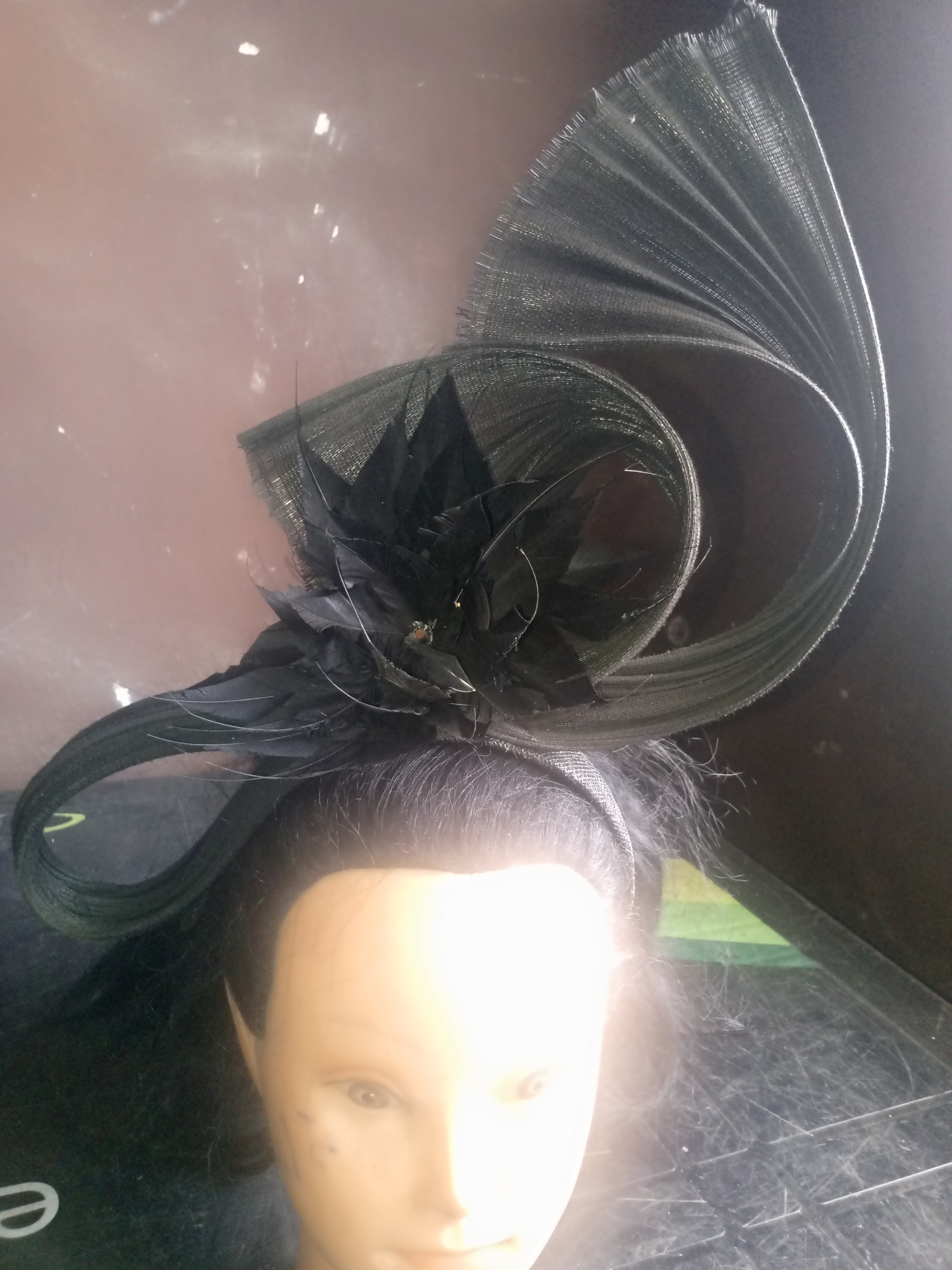 Black Fascinator with Rosette – Classic & Elegant