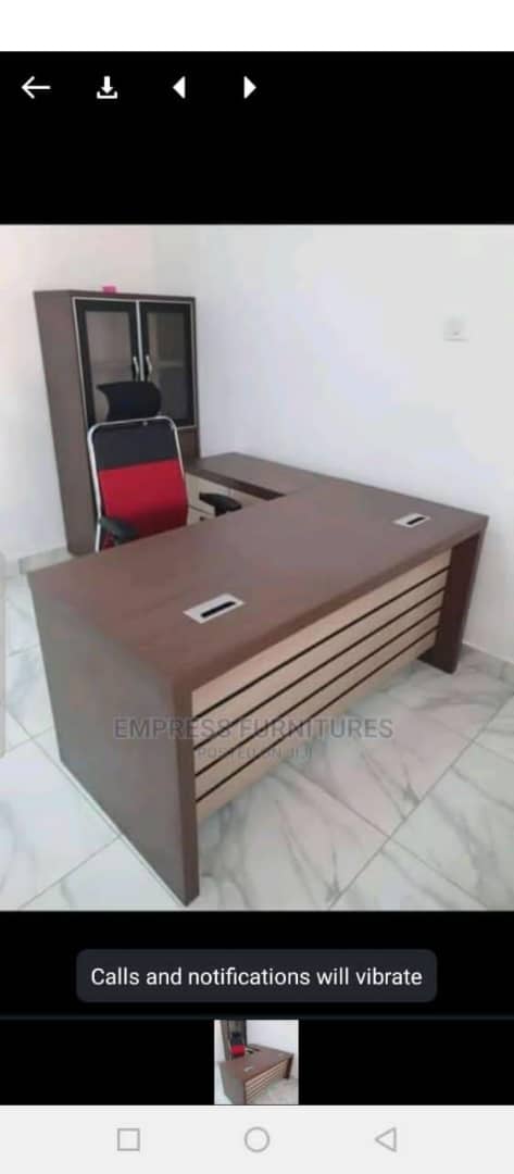 Executive Office Table with Extension Desk & Mobile Drawer – 1.4m, Brown