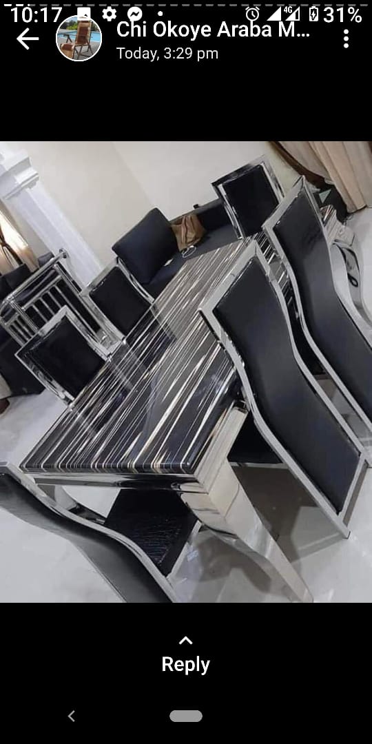 Original Turkish Marble Top 6-Seater Dining Table Set