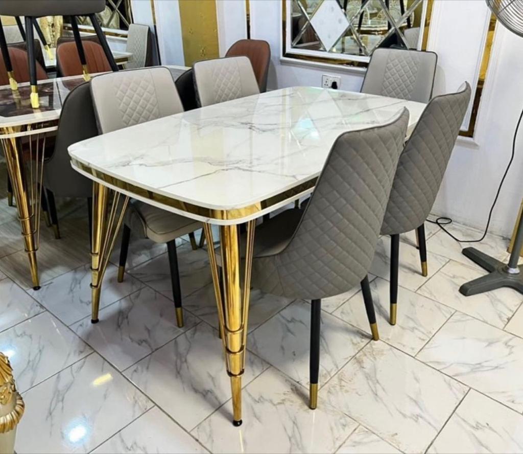 Elegant 6-Seater Marble Dining Table Set by Kenny Furniture