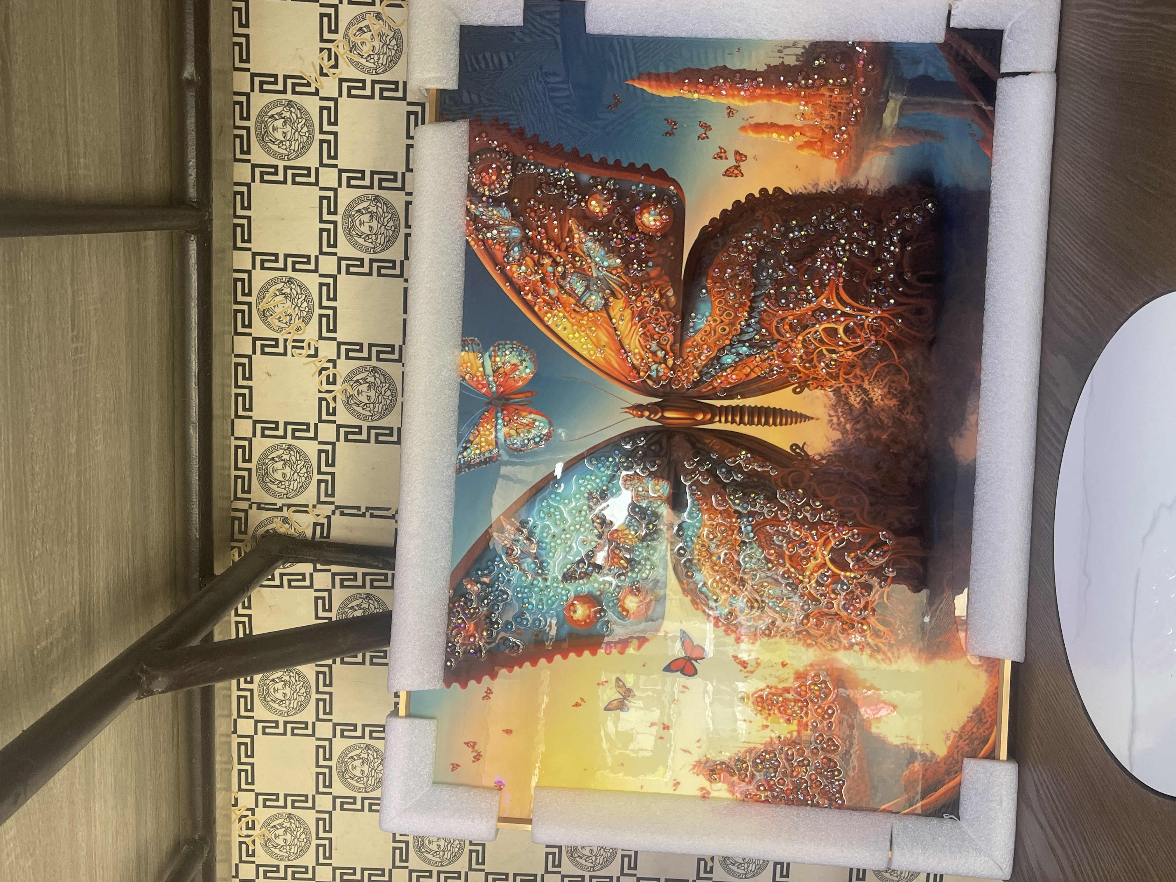 Wooden Frame with Butterfly Design