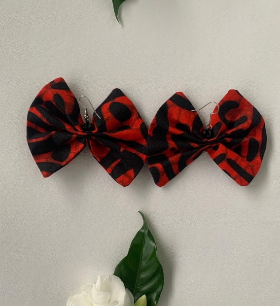 African Print Bow Earring.