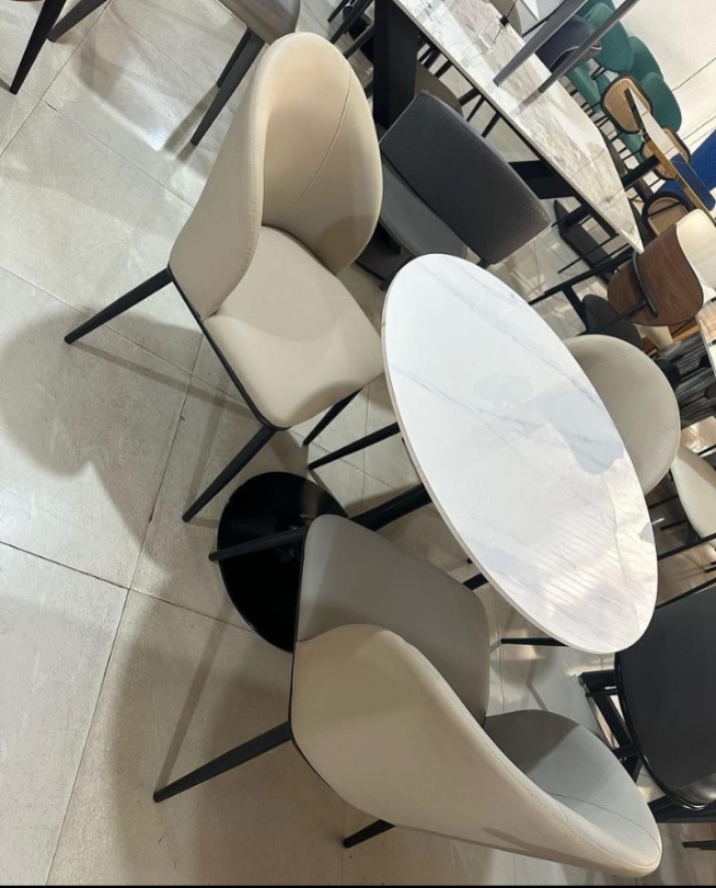 Restaurant Table with Marble Top and Chairs